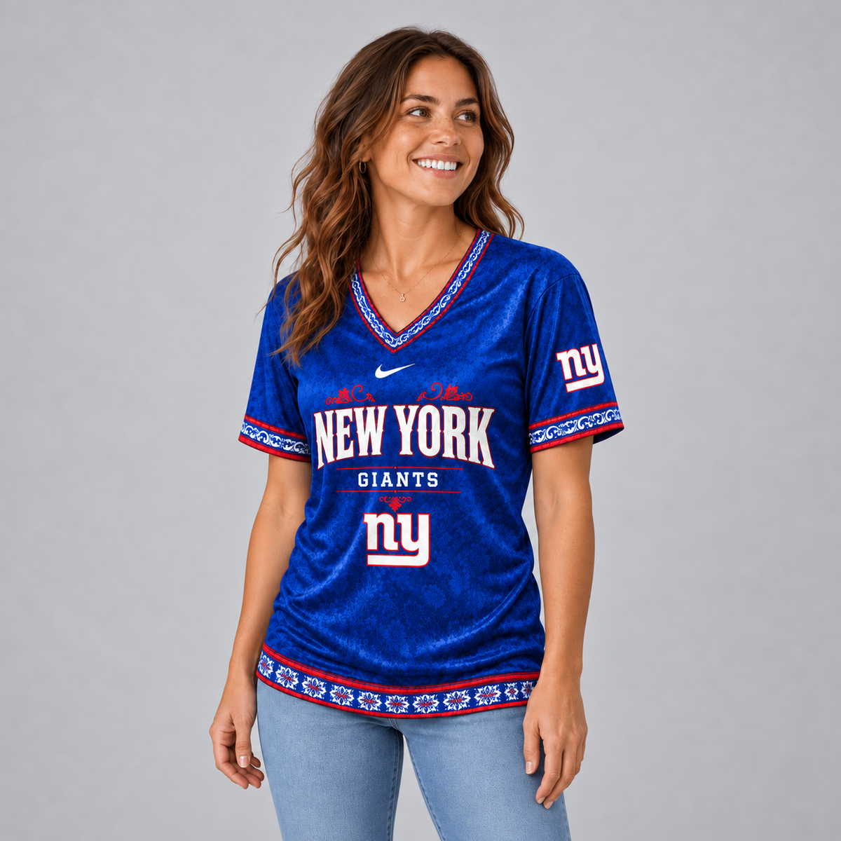 NYG Premium NFL Classic Floral Satin Shirt