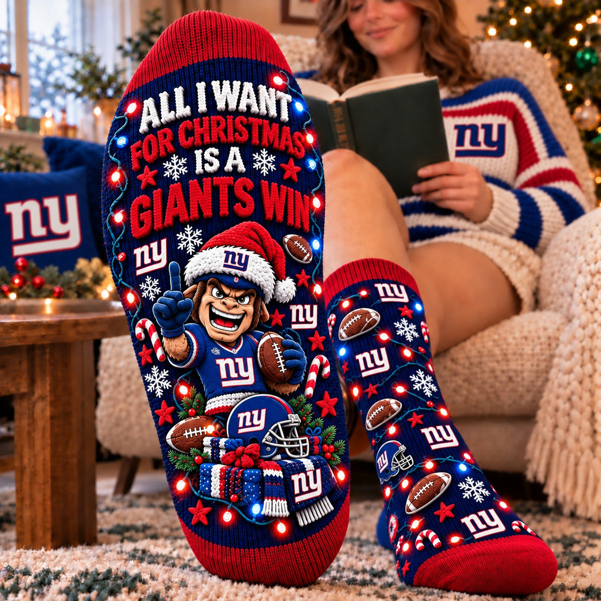 NYG x Grinch Funny Socks Christmas Custom Any Name For Fan