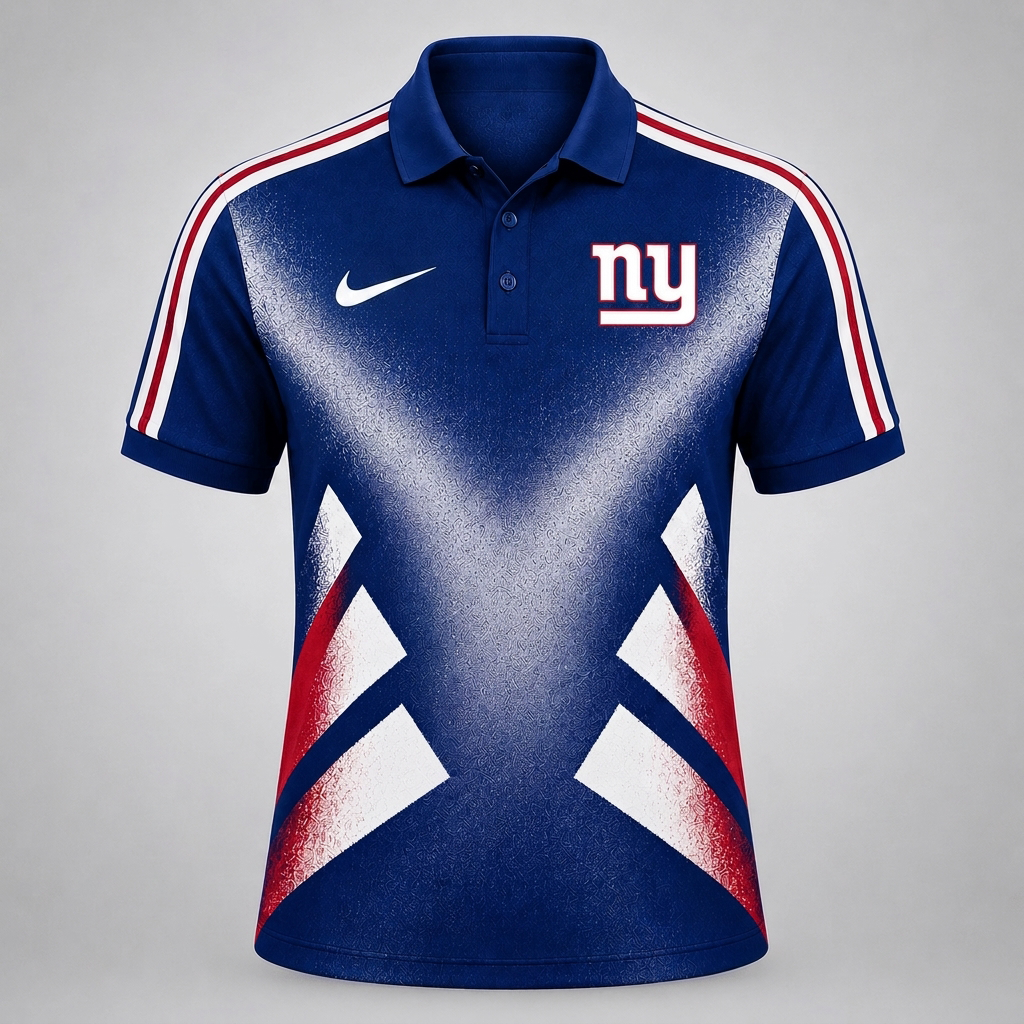 NYG x Premium NFL Sports Fan Geometric Pattern Polo Shirt