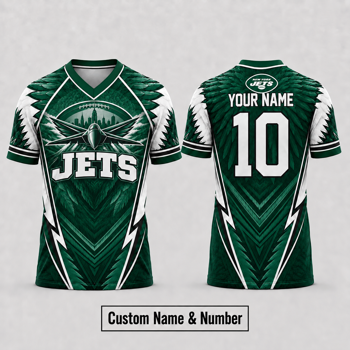 NYJ Premium NFL Custom Name And Number Jersey For Fierce Football Fans