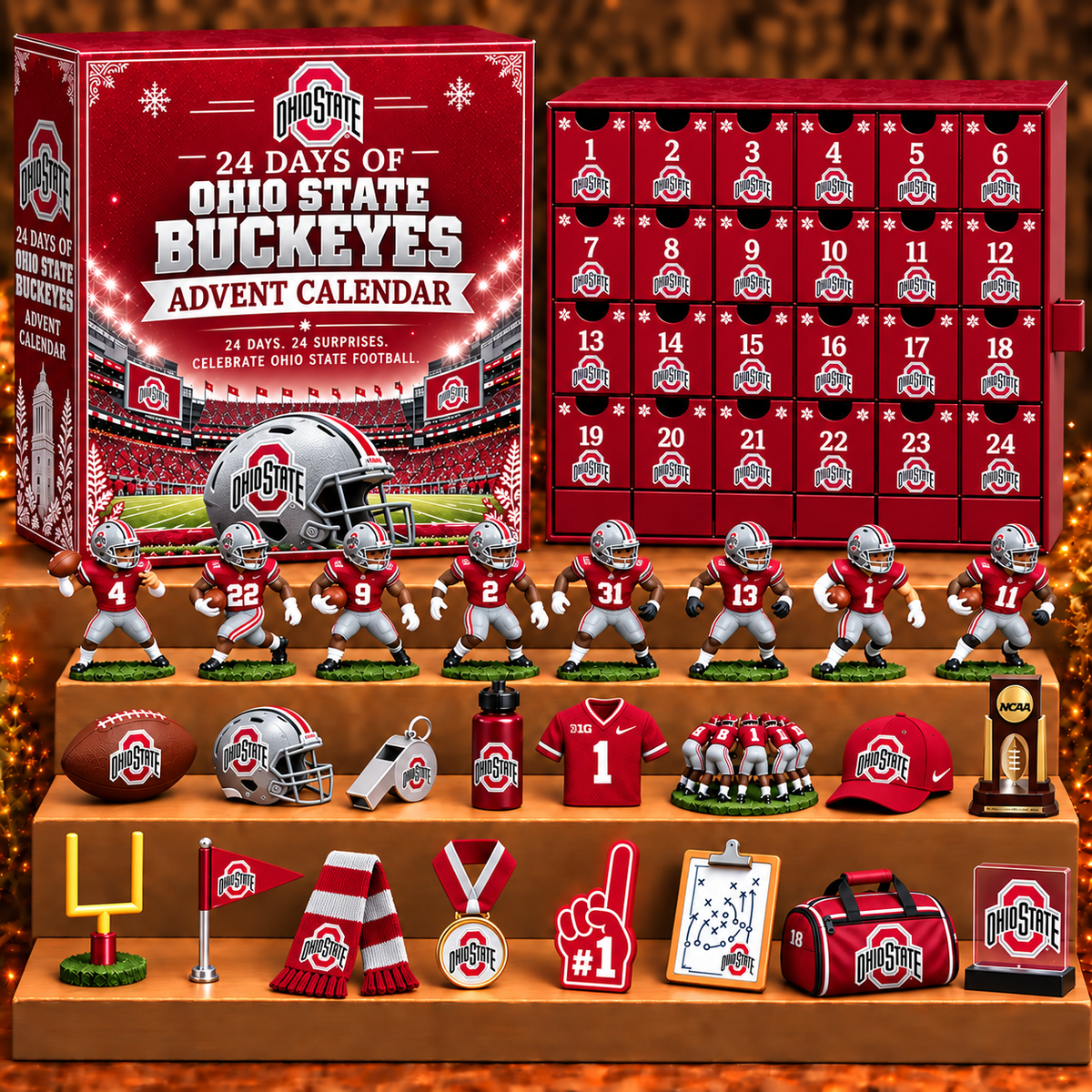 OHI x NCAA Personalized 24 Days Of American Football Advent Calendar Blink Box