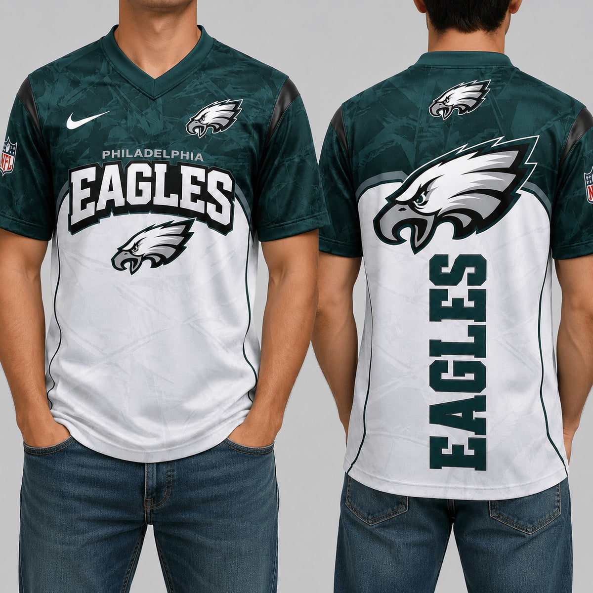 PE Premium NFL Power Graphic 3D V-neck Shirt