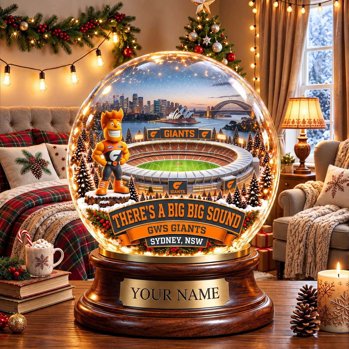 PREMIUM AFL GG DELUXE PERSONALIZED Crystal Ball Night Light For FanLIMITED EDITION