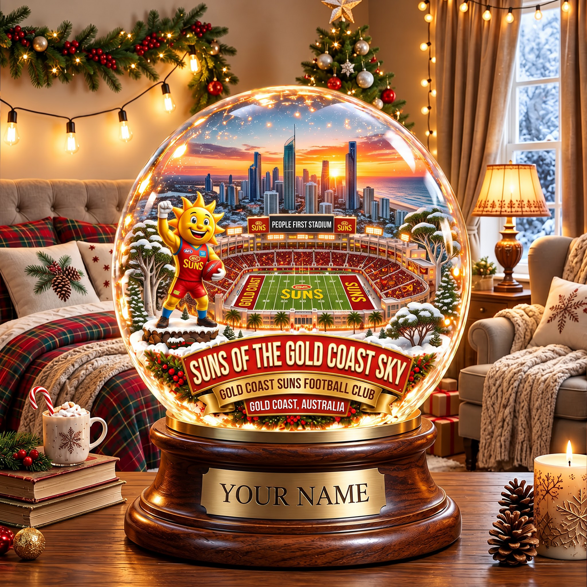 PREMIUM AFL SUN DELUXE PERSONALIZED Crystal Ball Night Light For FanLIMITED EDITION