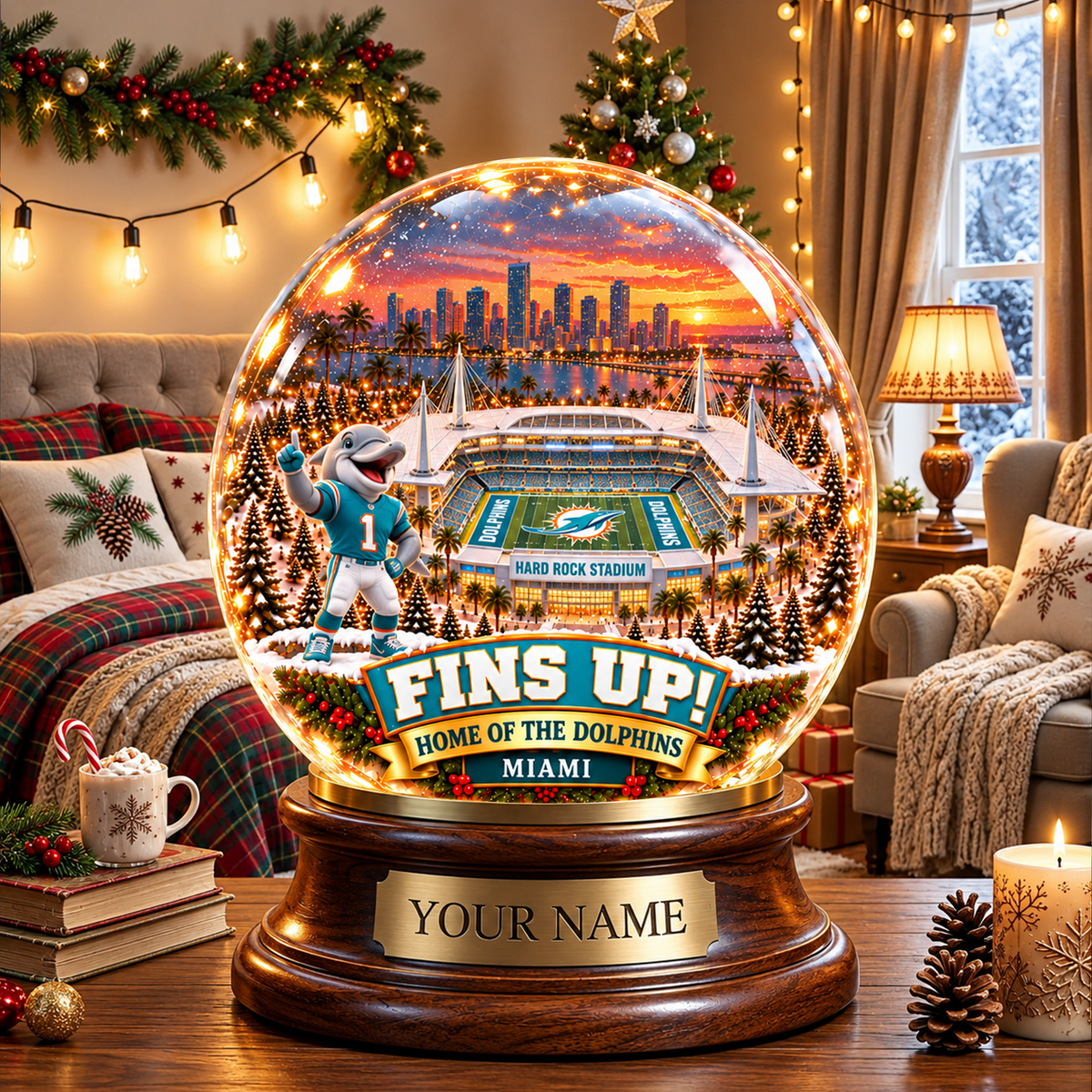 PREMIUM NFL MD DELUXE PERSONALIZED Crystal Ball Night Light For FanLIMITED EDITION