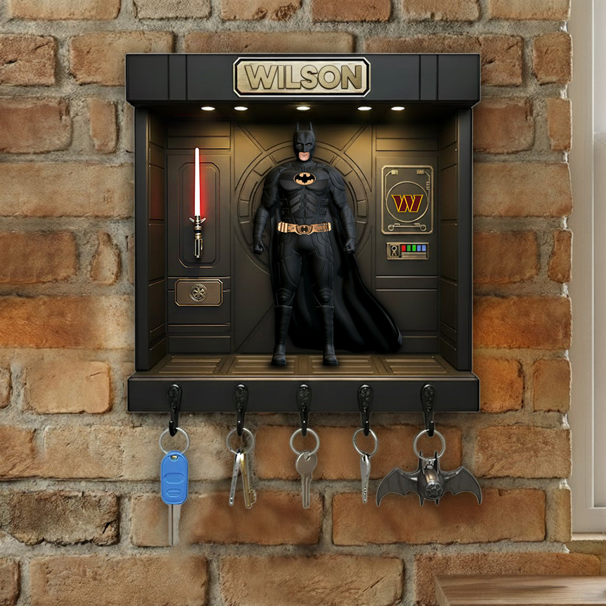 PREMIUM NFL WAS X BATMAN Wood Key Hanger - Personalized Gifts For Cosmic Lovers NDT NHM