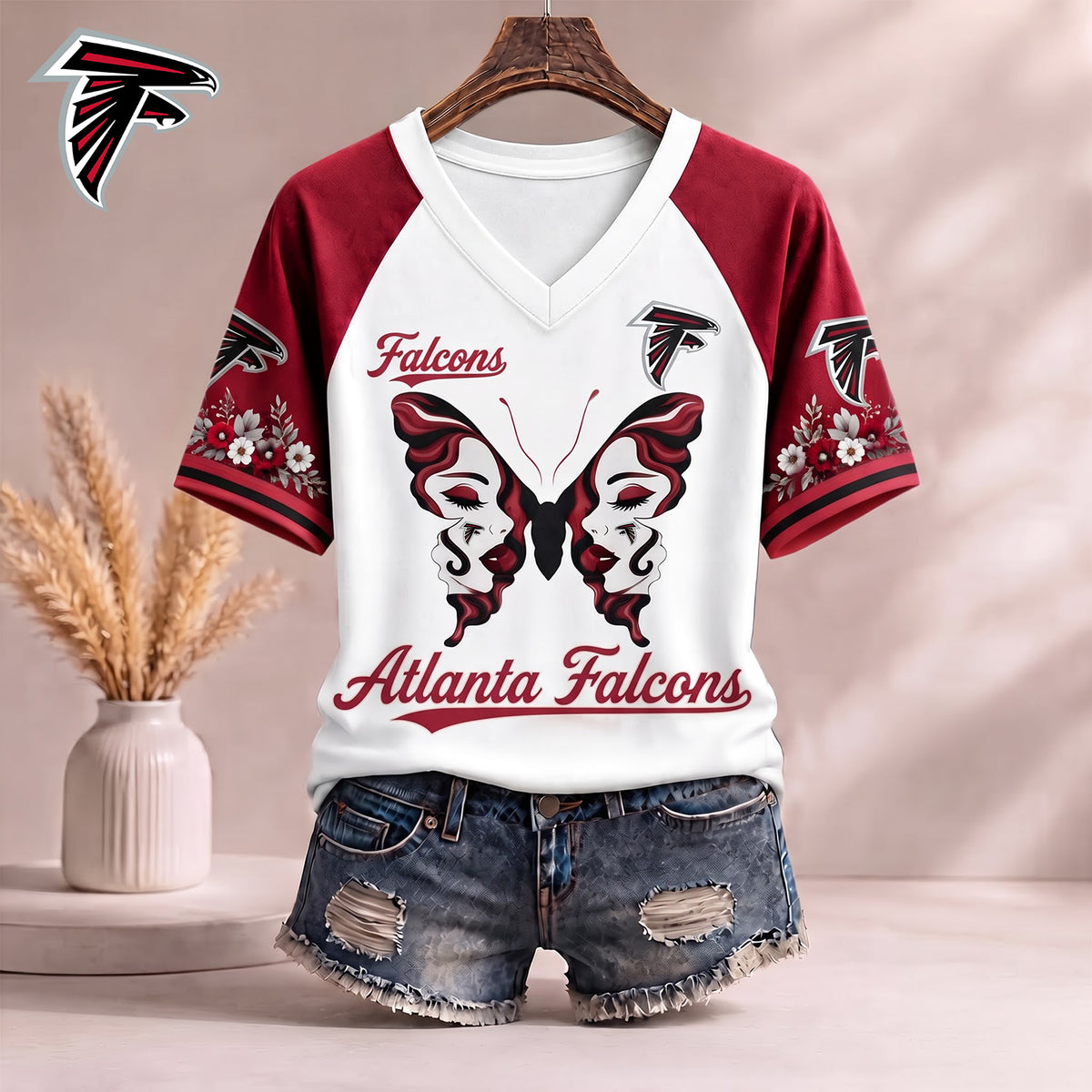 PREMIUM NFL X ATL EXCLUSIVE Butterfly Wings V-Neck Shirt V3 Limited Edition