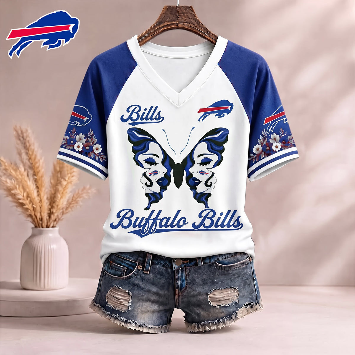 PREMIUM NFL X BUF EXCLUSIVE Butterfly Wings V-Neck Shirt V3 Limited Edition