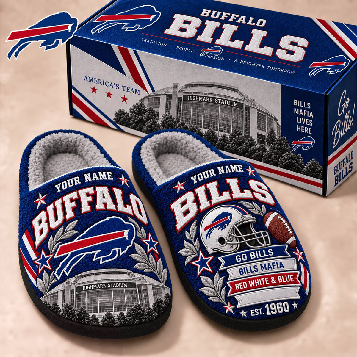 PREMIUM NFL X BUF EXCLUSIVE Personalized Slippers Limited Edition Gift for Fan