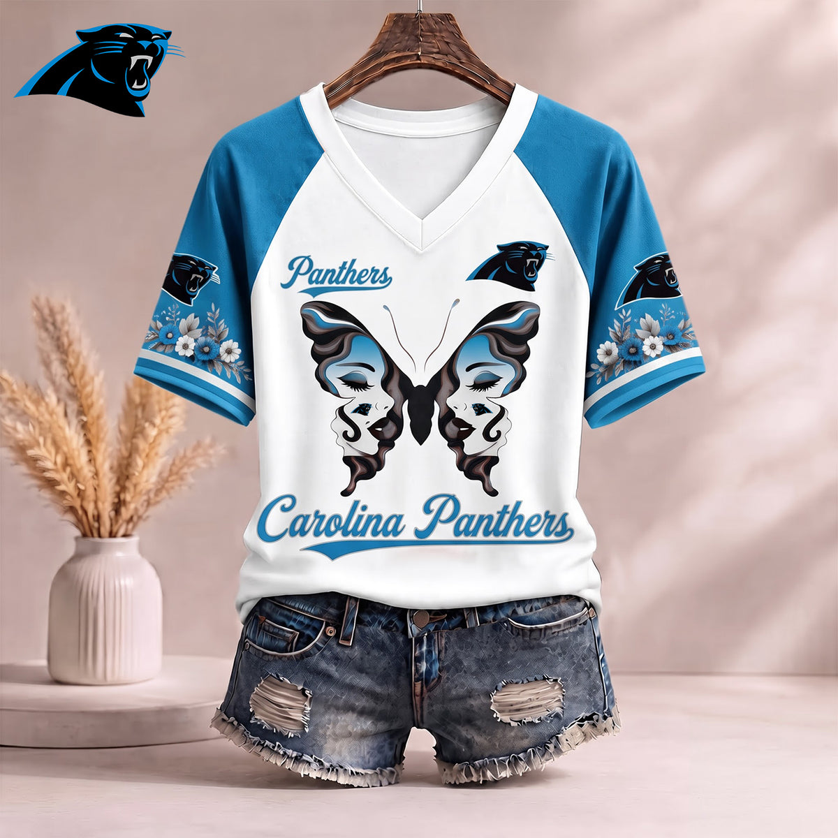 PREMIUM NFL X CAR EXCLUSIVE Butterfly Wings V-Neck Shirt V3 Limited Edition