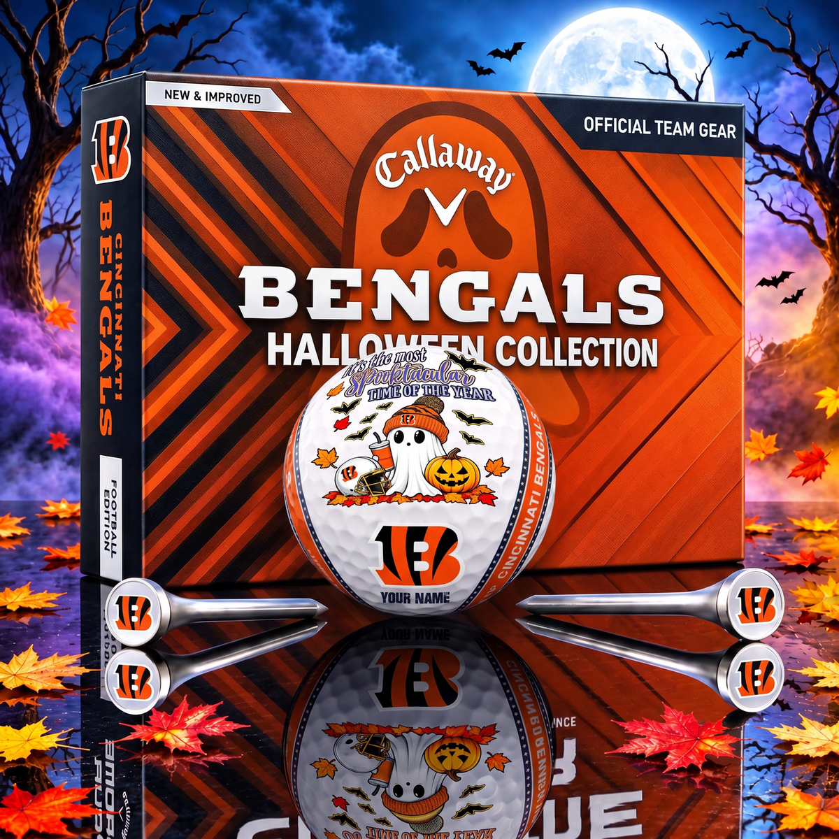 PREMIUM NFL X CIN EXCLUSIVE SPOOKY NIGHT PERSONALIZED GOLF BALL COLLECTION LIMITED EDITION