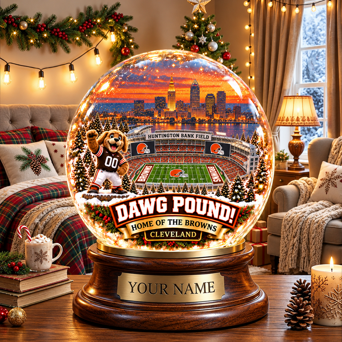 PREMIUM NFL X CLE DELUXE PERSONALIZED Crystal Ball Night Light For FanLIMITED EDITION
