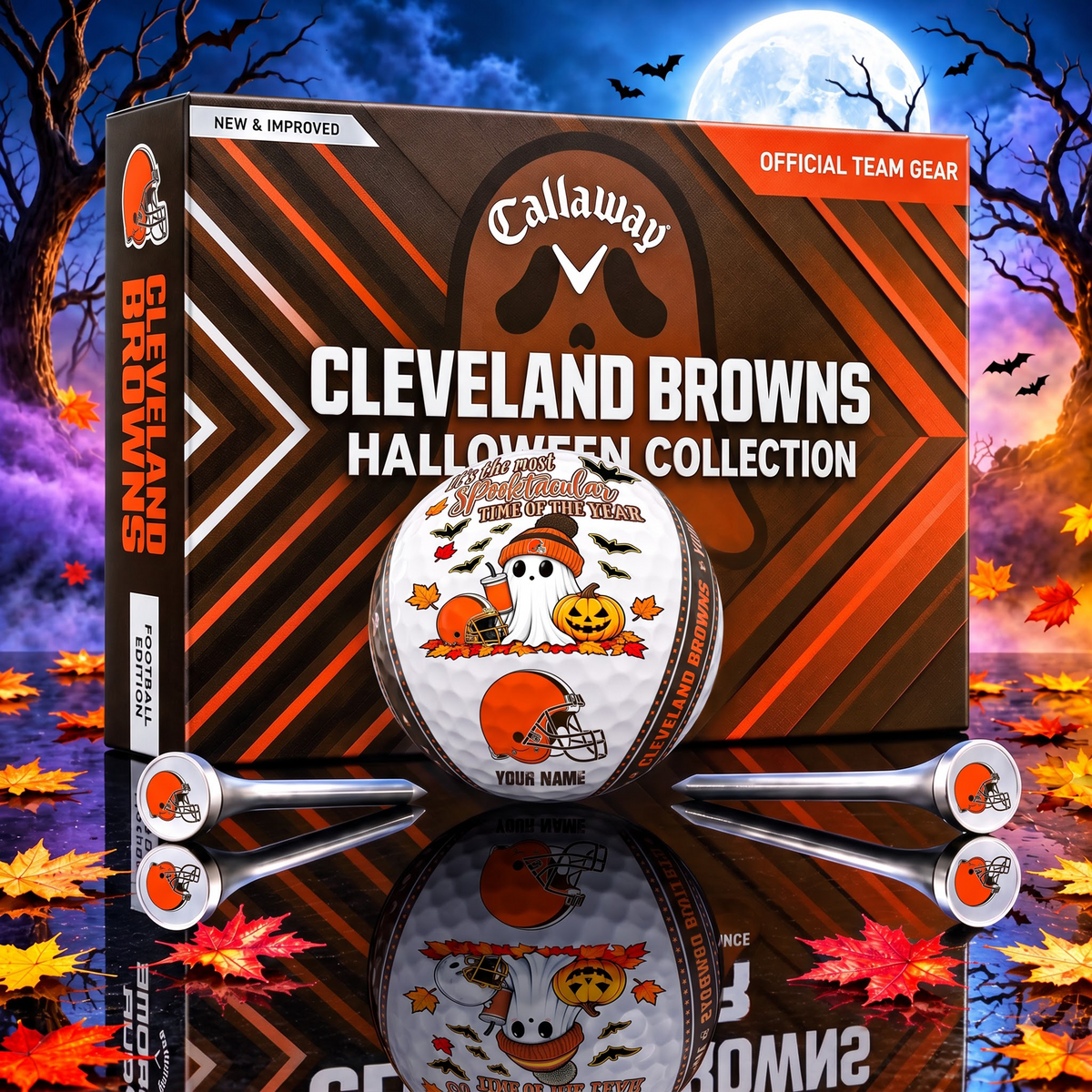 PREMIUM NFL X CLE EXCLUSIVE SPOOKY NIGHT PERSONALIZED GOLF BALL COLLECTION LIMITED EDITION