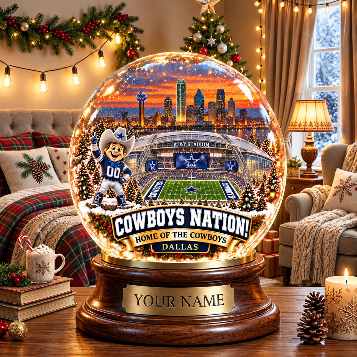 PREMIUM NFL X DC DELUXE PERSONALIZED Crystal Ball Night Light For FanLIMITED EDITION