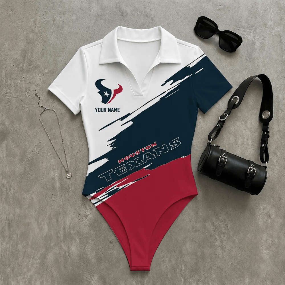 PREMIUM NFL X HOU Women's Slim-Fit V-Neck Polo Bodysuit NDT LVH 270526