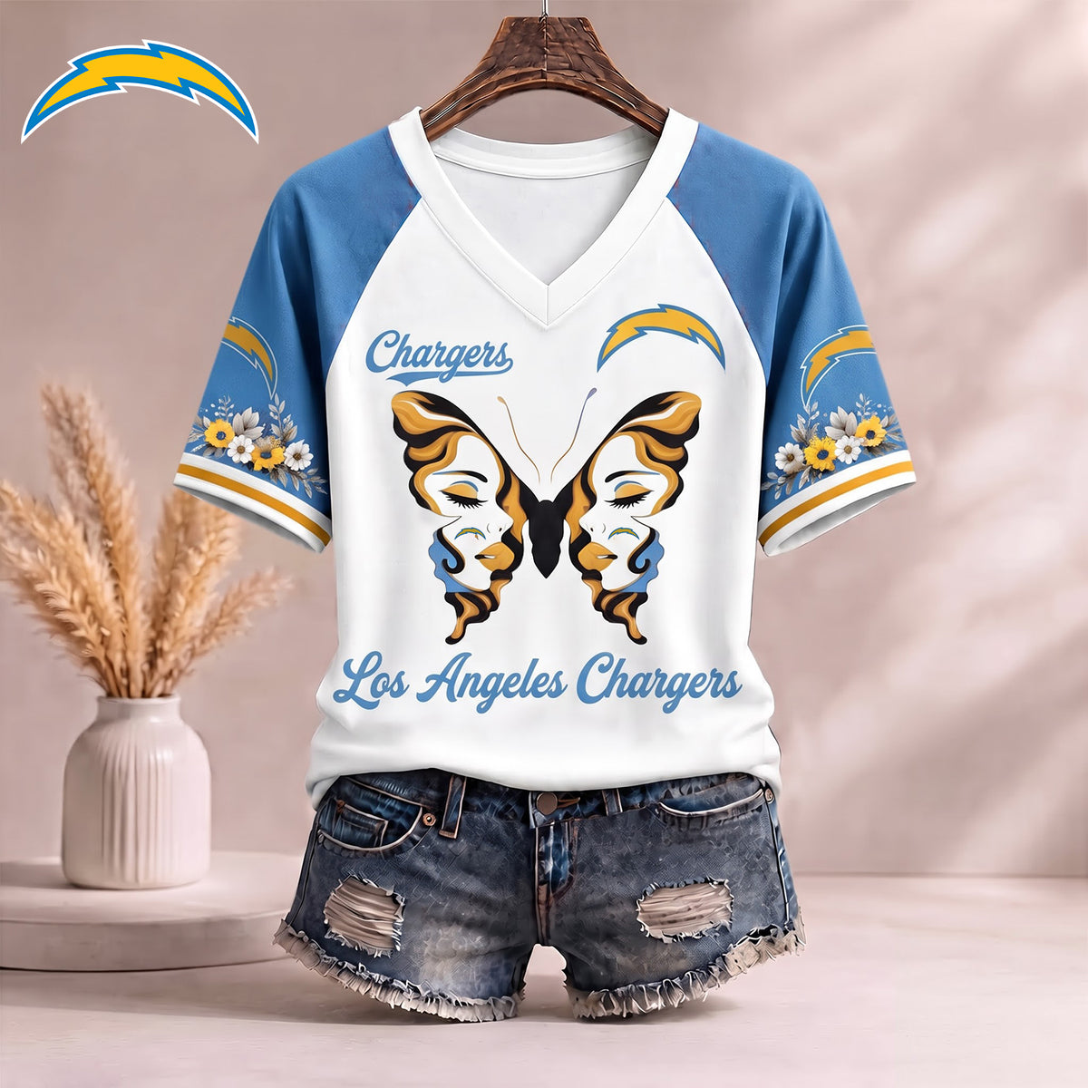 PREMIUM NFL X LAC EXCLUSIVE Butterfly Wings V-Neck Shirt V3 Limited Edition
