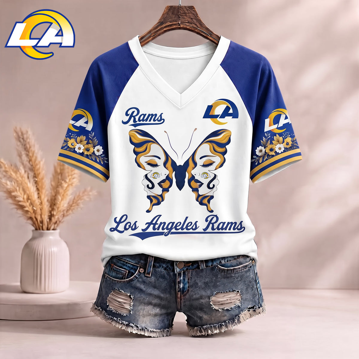 PREMIUM NFL X LAR EXCLUSIVE Butterfly Wings V-Neck Shirt V3 Limited Edition