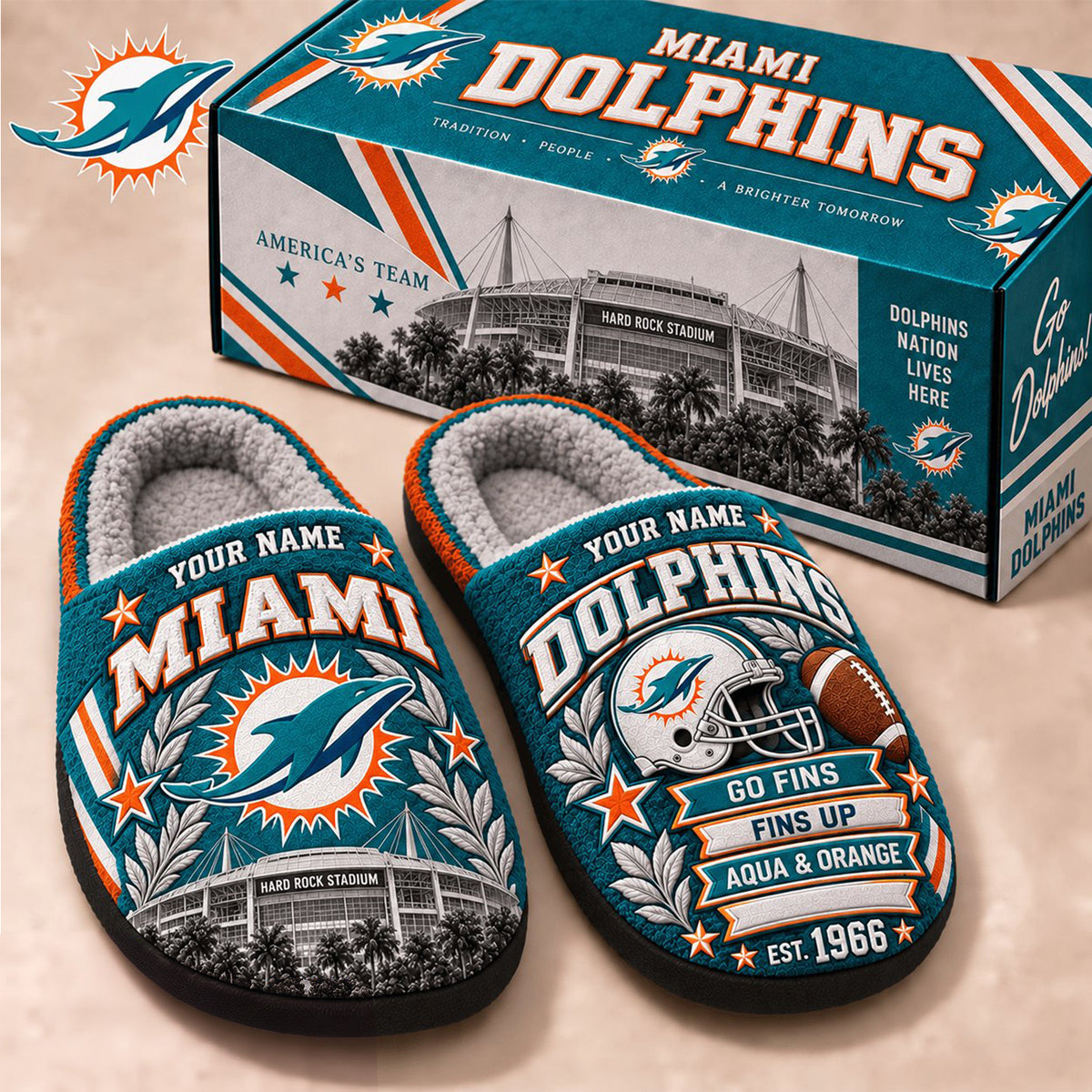 PREMIUM NFL X MIA EXCLUSIVE Personalized Slippers Limited Edition Gift for Fan