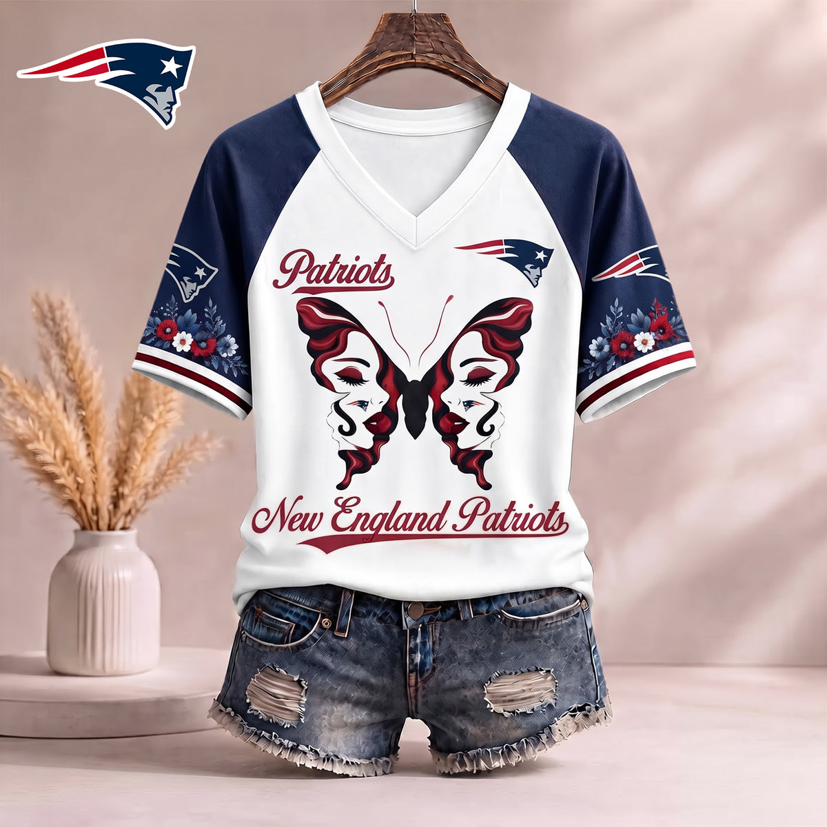 PREMIUM NFL X NEW EXCLUSIVE Butterfly Wings V-Neck Shirt V3 Limited Edition
