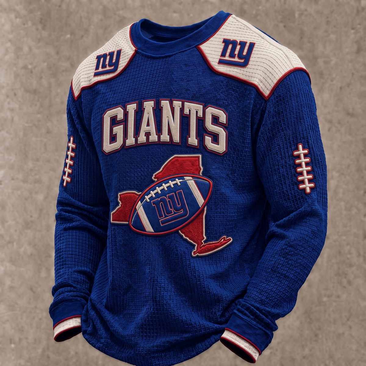 PREMIUM NFL X NYG The Gridiron Luxe Waffle Sweatshirt Limited Edition