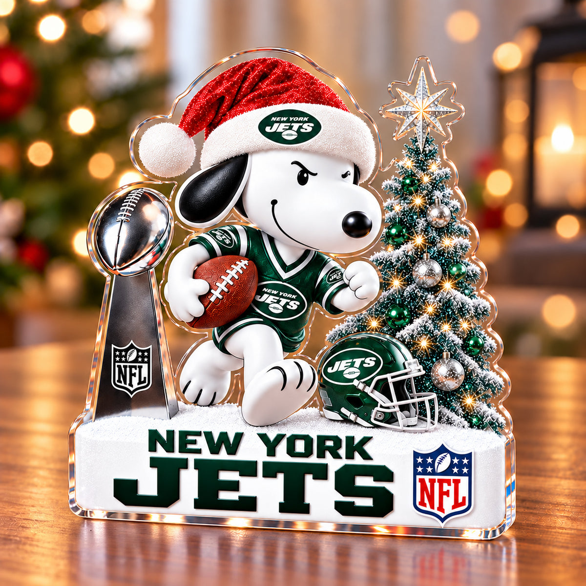 PREMIUM NFL X NYJ EXCLUSIVE SNOOPY ACRYLIC BLOCK PLANQUE LIMITED EDITION