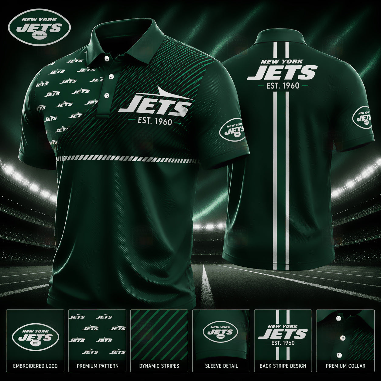 PREMIUM NFL X NYJ GAMEDAY LUXURY POLO SHIRT 190626