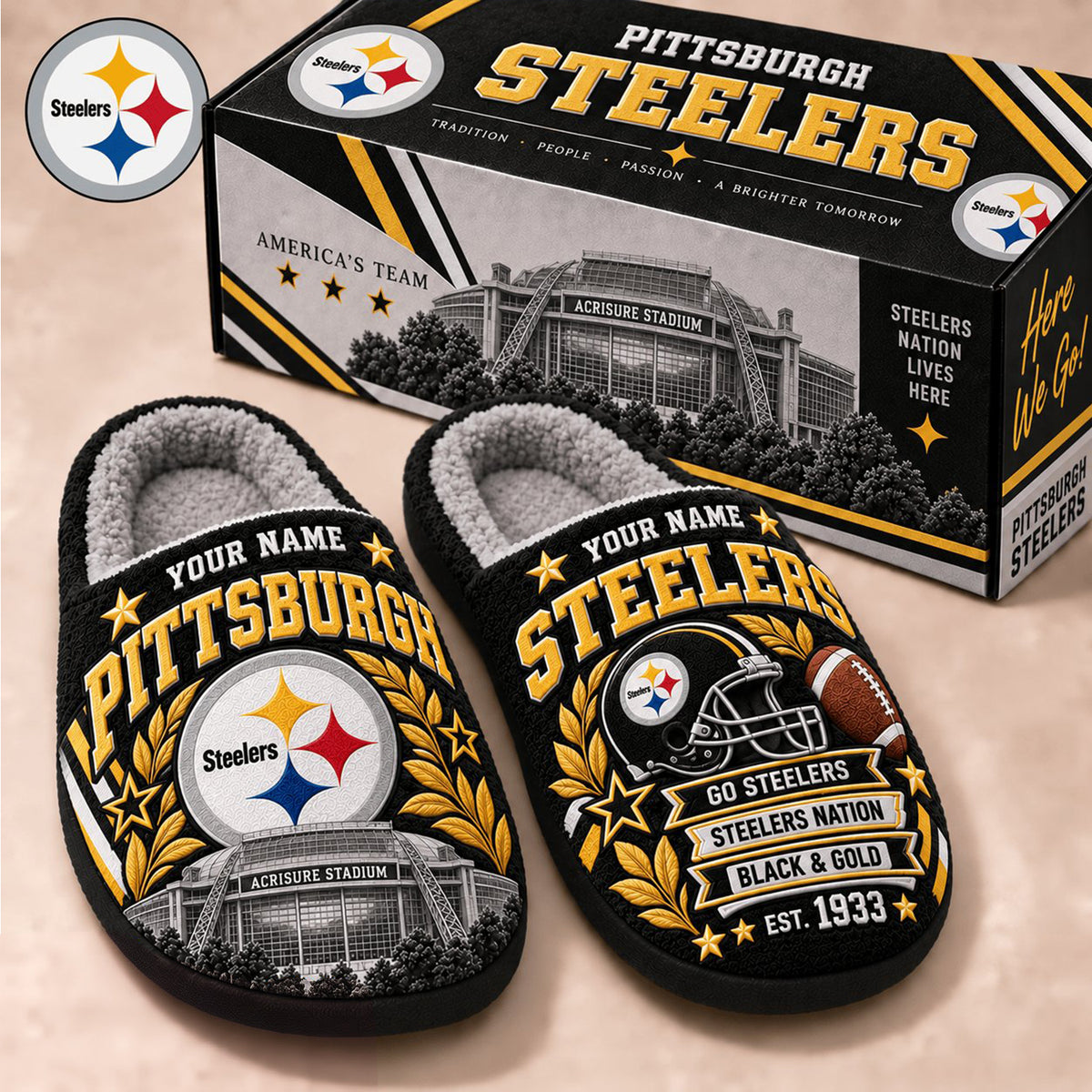 PREMIUM NFL X PIT EXCLUSIVE Personalized Slippers Limited Edition Gift for Fan
