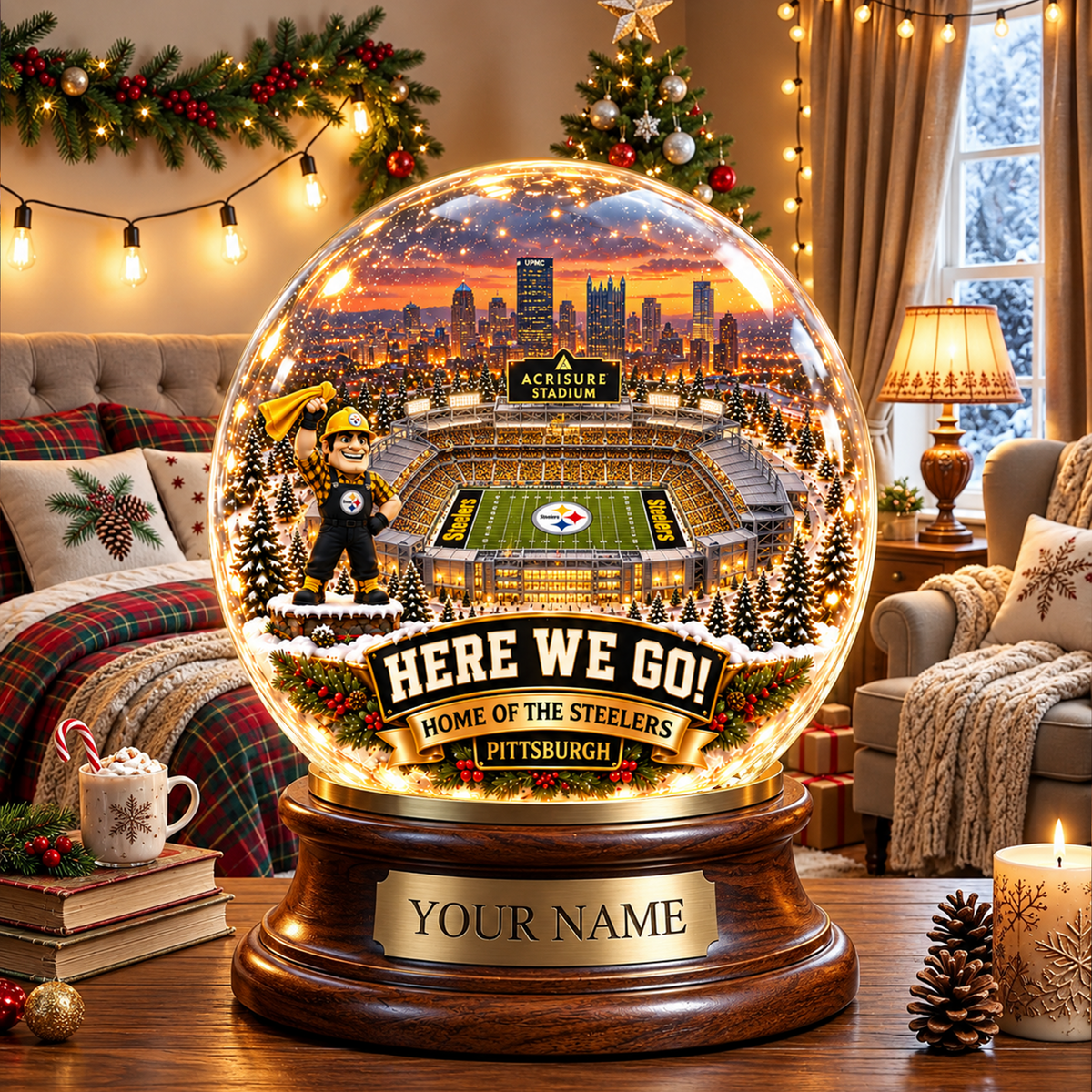PREMIUM NFL X PS DELUXE PERSONALIZED Crystal Ball Night Light For FanLIMITED EDITION