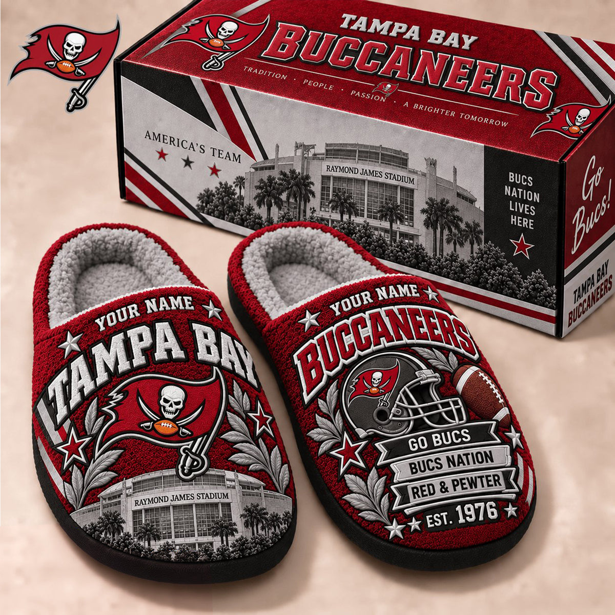 PREMIUM NFL X TB EXCLUSIVE Personalized Slippers Limited Edition Gift for Fan