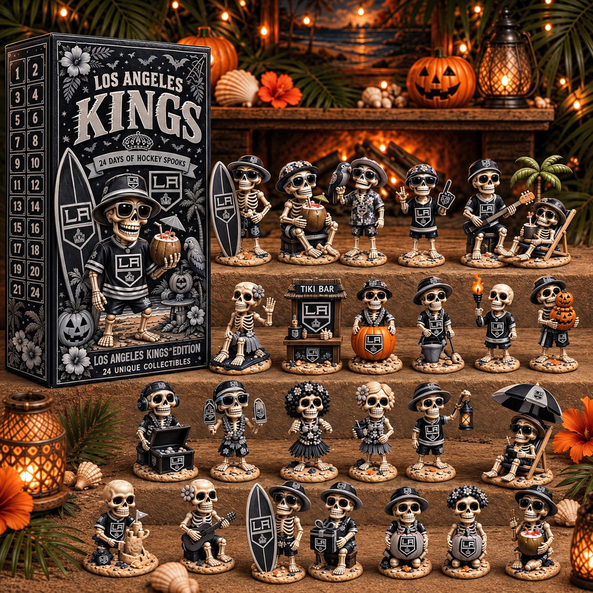 PREMIUM NHL x LAK EXCLUSIVE Tropical Skeleton 24 Days Of Halloween Advent Calendar Gift For Fan Hockey LIMITED EDITION
