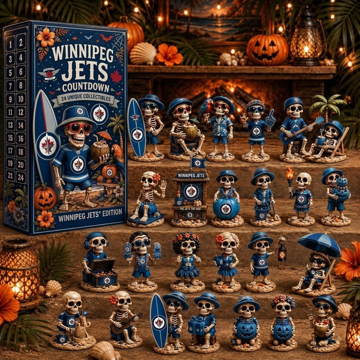 PREMIUM NHL x WJ EXCLUSIVE Tropical Skeleton 24 Days Of Halloween Advent Calendar Gift For Fan Hockey LIMITED EDITION