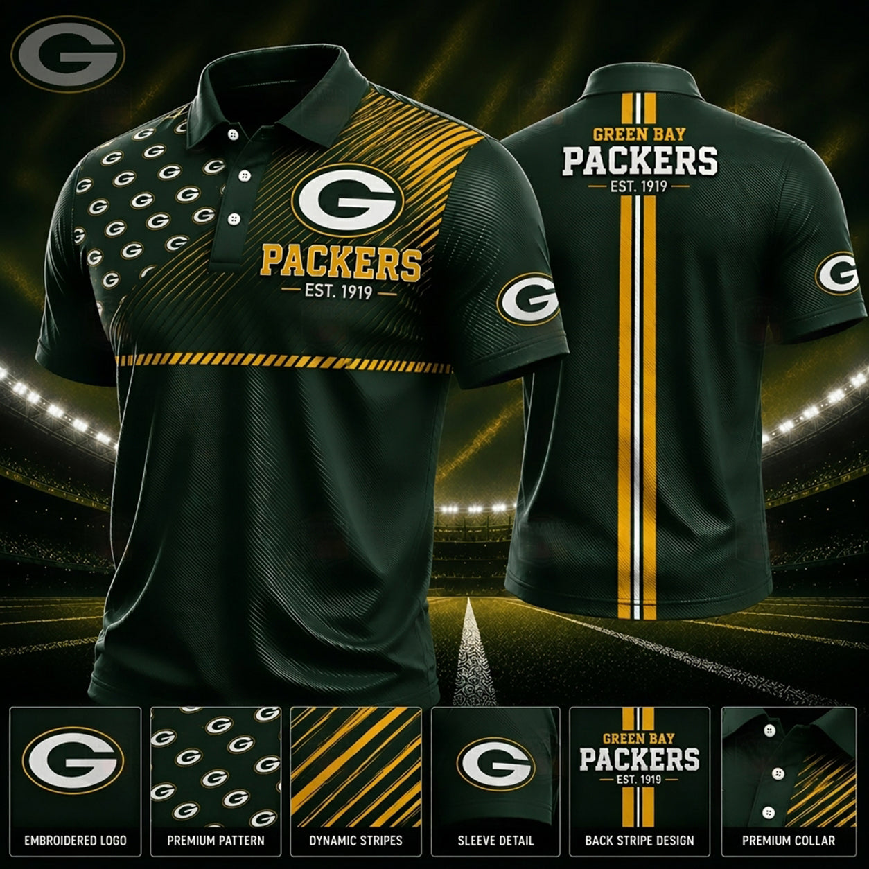 PREMIUM NFL X GB GAMEDAY LUXURY POLO SHIRT 190626