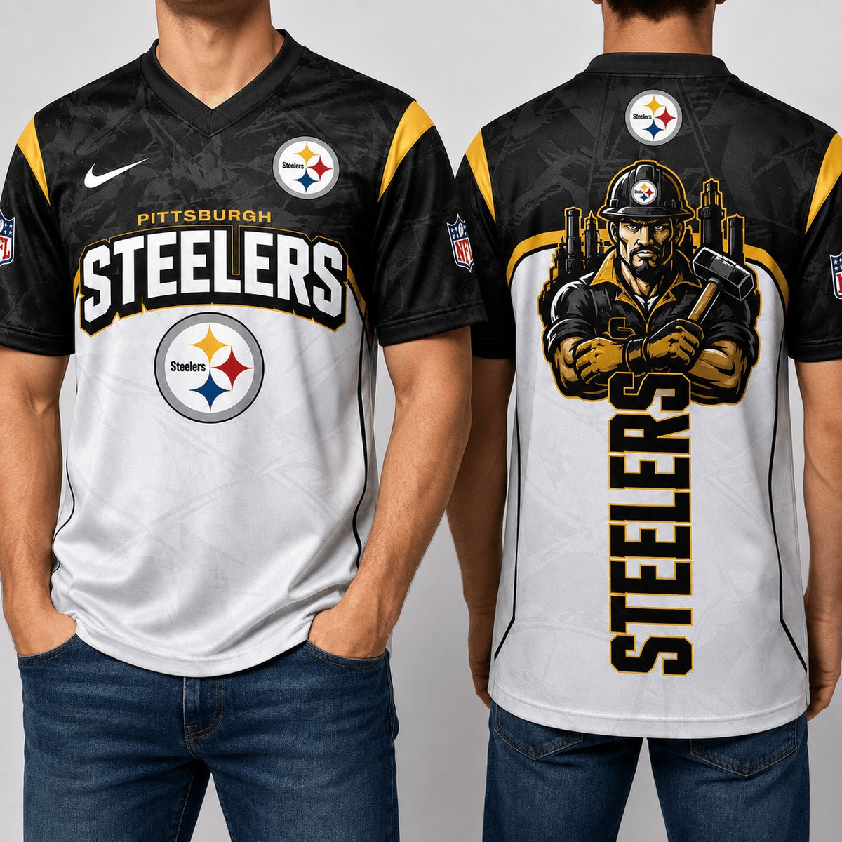 PS Premium NFL Power Graphic 3D V-neck Shirt