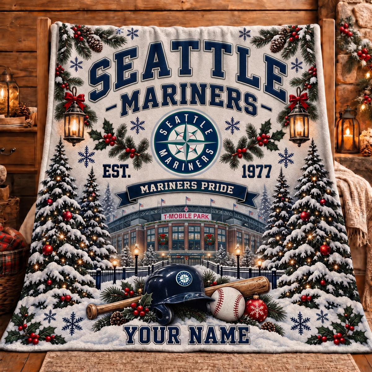 Premium MLB x SEA Pride Personalized Name Blanket