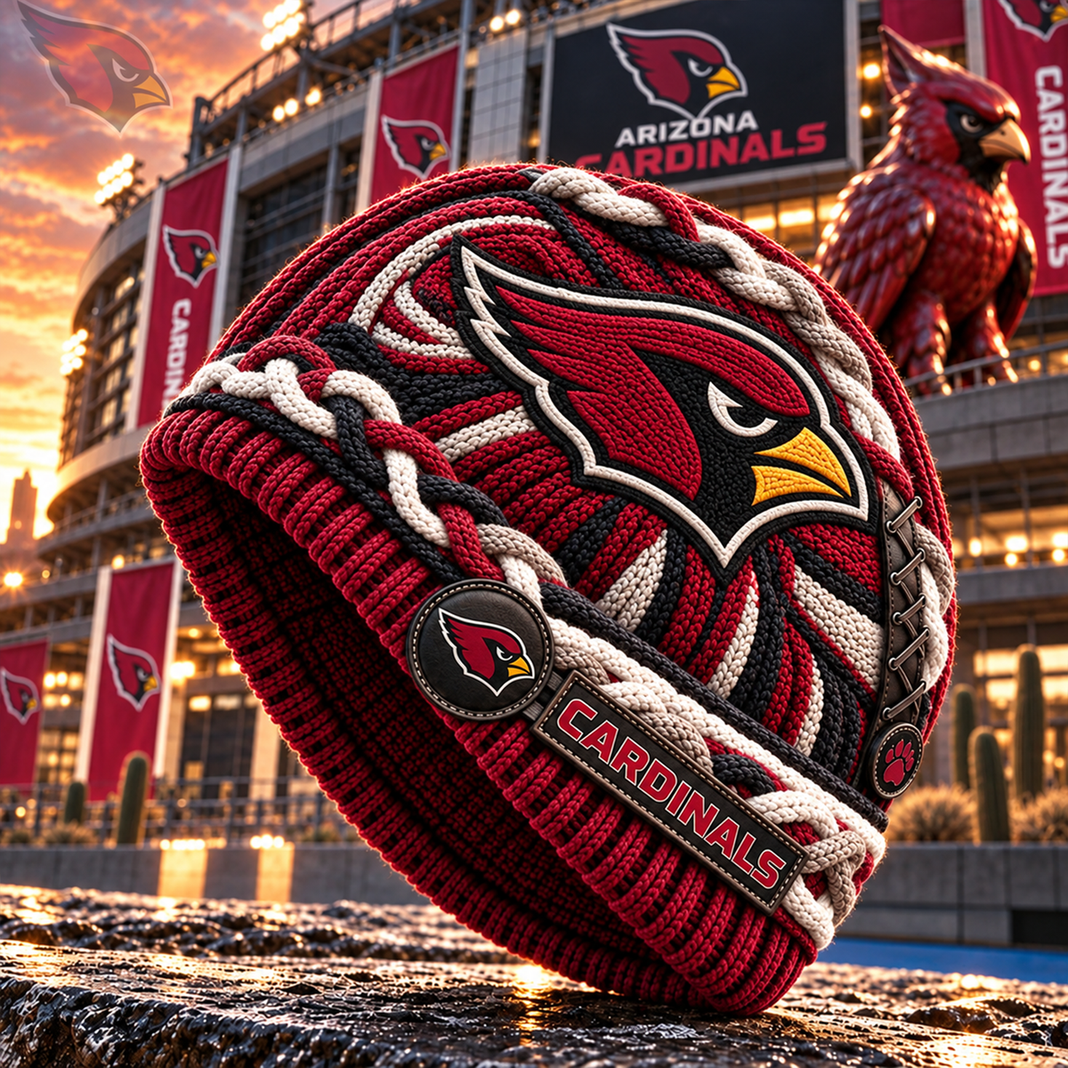 Premium NFL ARI Embroidered Cable Knit Beanie Hat