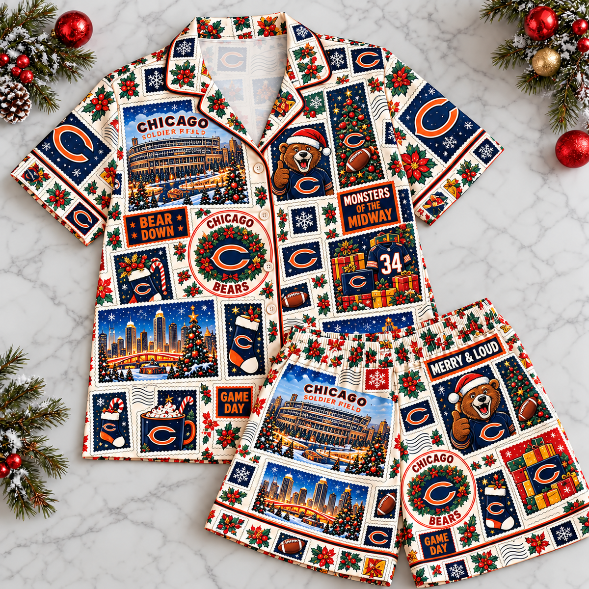 Premium NFL CHI Stamp Pajamas Set
