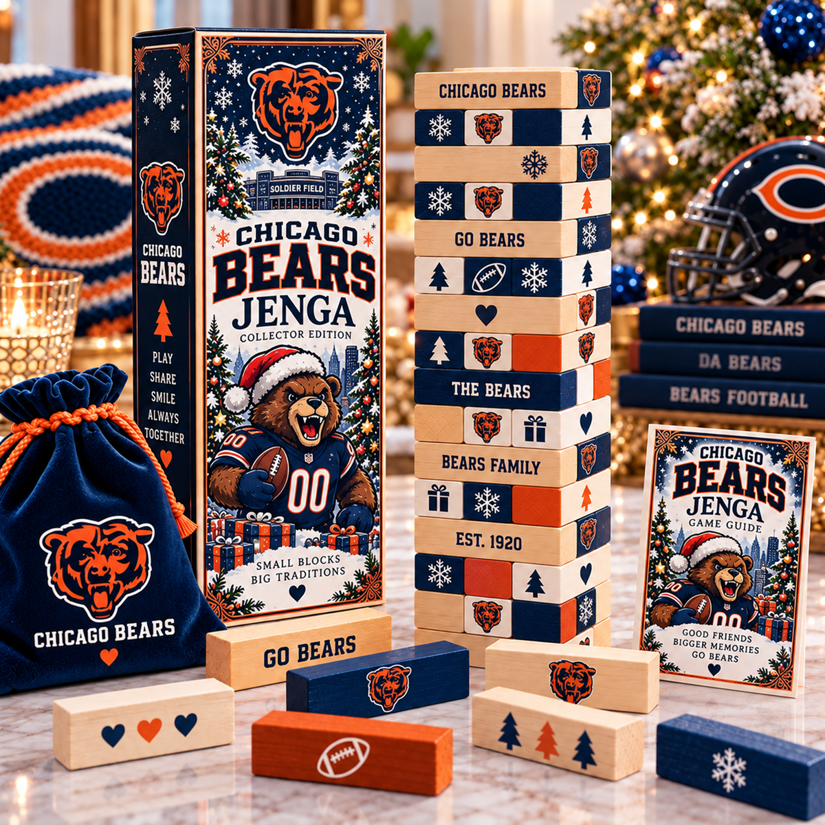 Premium NFL CHI Wooden Stacking Game