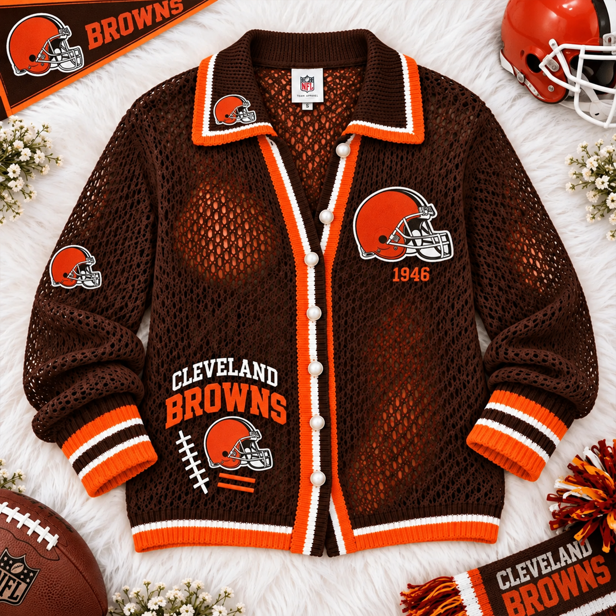 Premium NFL CLE Open Knit Cardigan