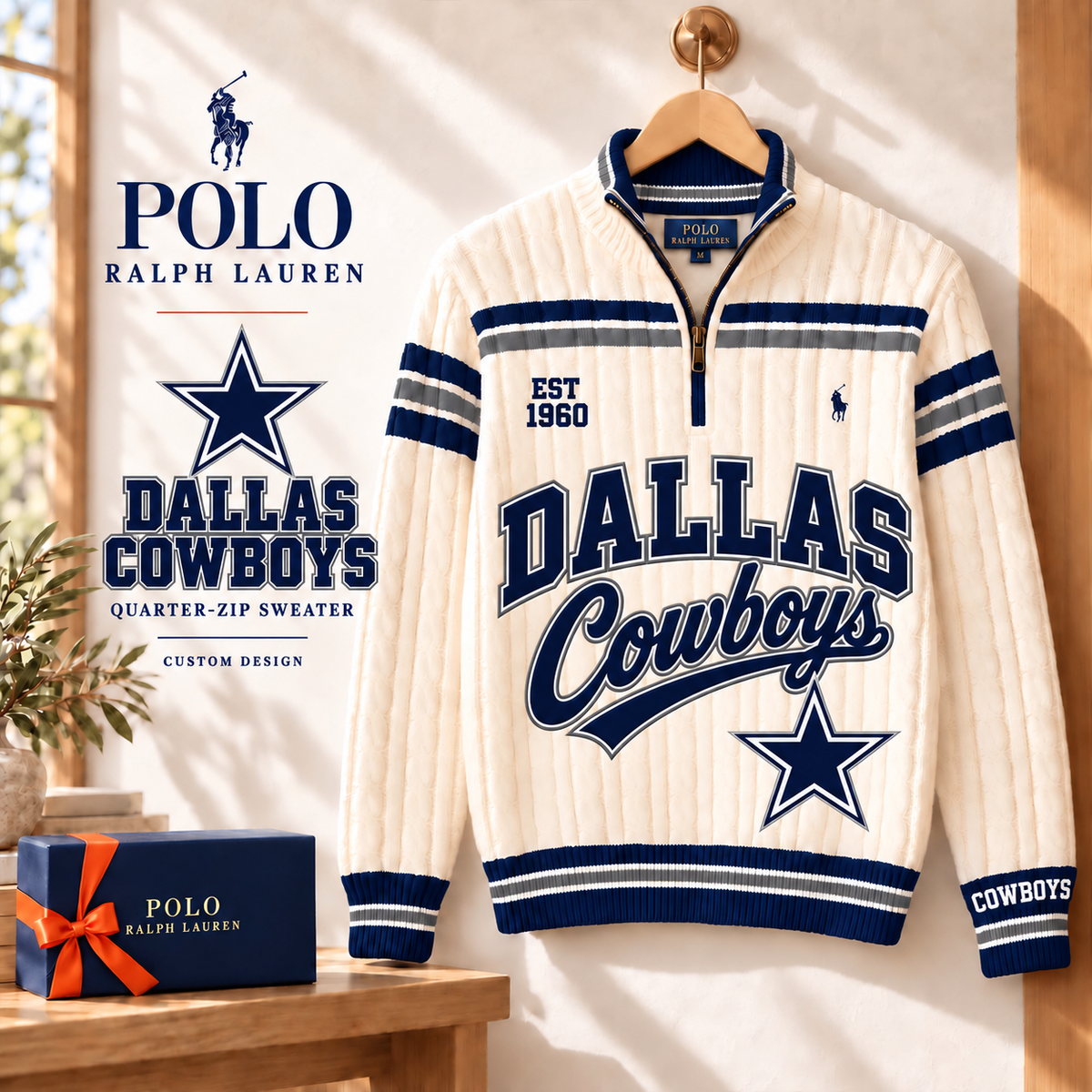Premium NFL DC Long Zip Polo Shirt