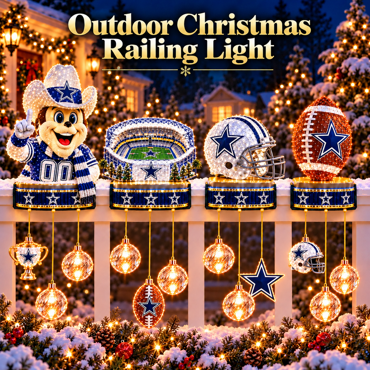 Premium NFL DC Outdoor Christmas Railing Light