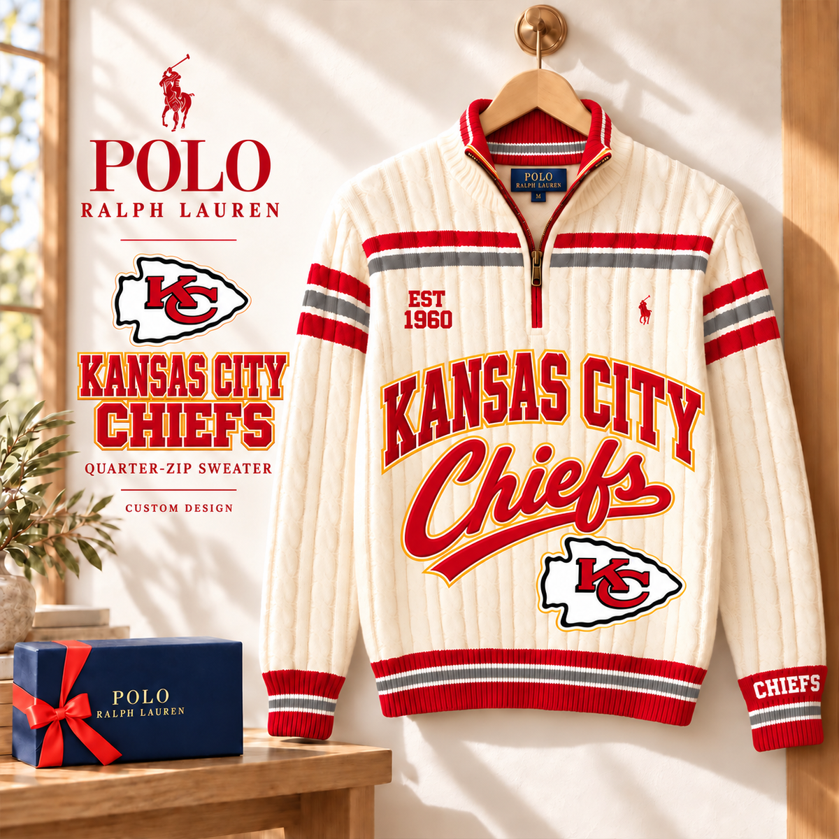 Premium NFL KCC Long Zip Polo Shirt