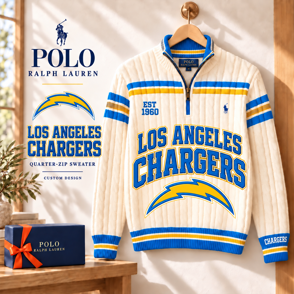 Premium NFL LAC Long Zip Polo Shirt