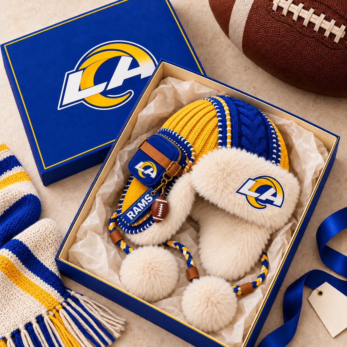 Premium NFL LAR Plush Trapper Hat