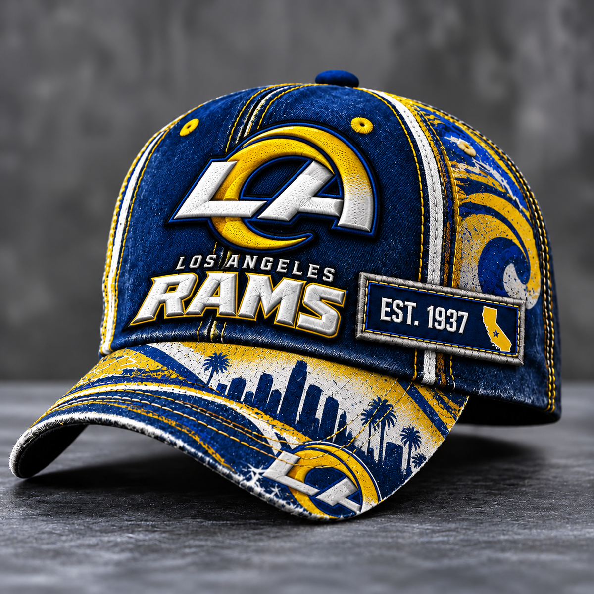 Premium NFL LAR Vintage Distressed Embroidered Cap