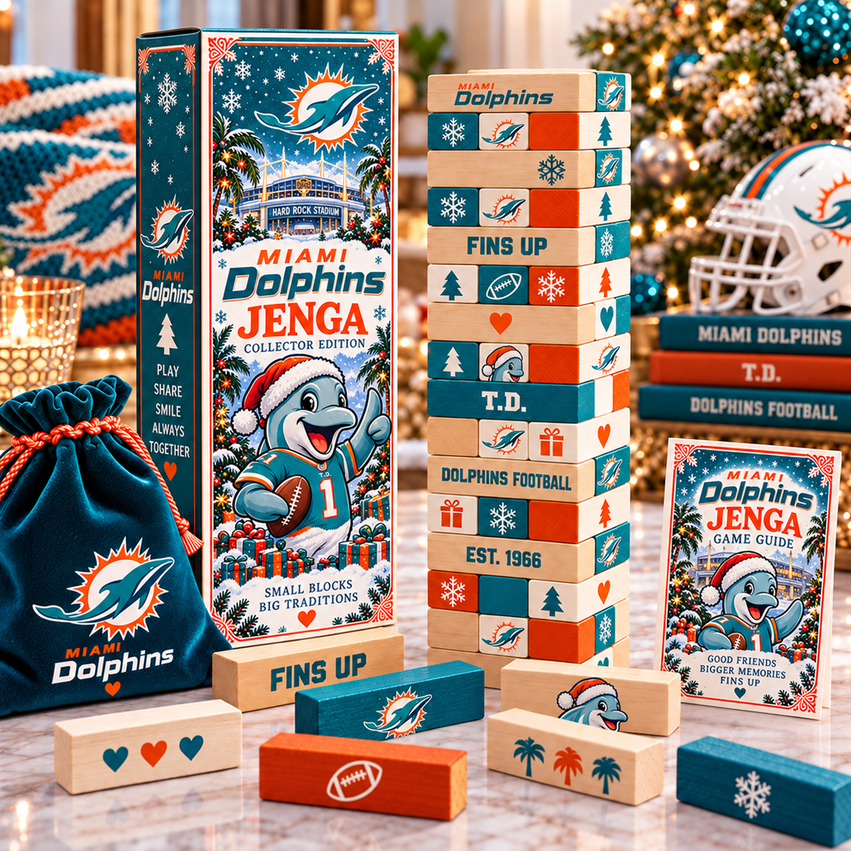 Premium NFL MIA Wooden Stacking Game