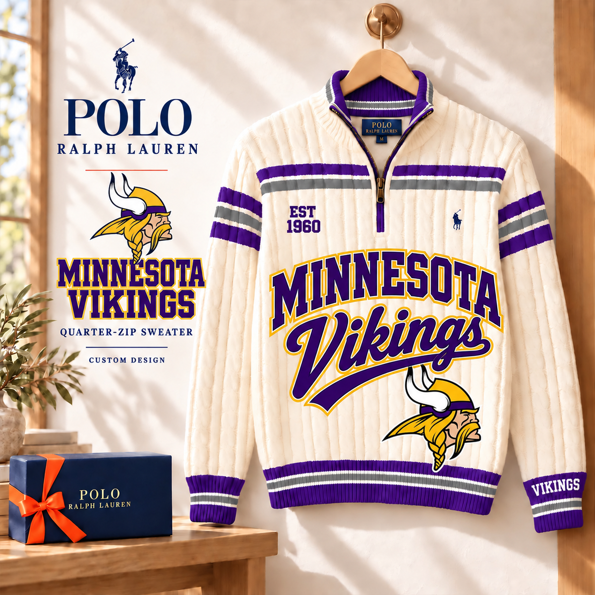Premium NFL MV Long Zip Polo Shirt