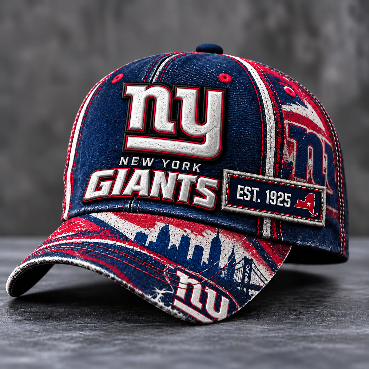 Premium NFL NYG Vintage Distressed Embroidered Cap