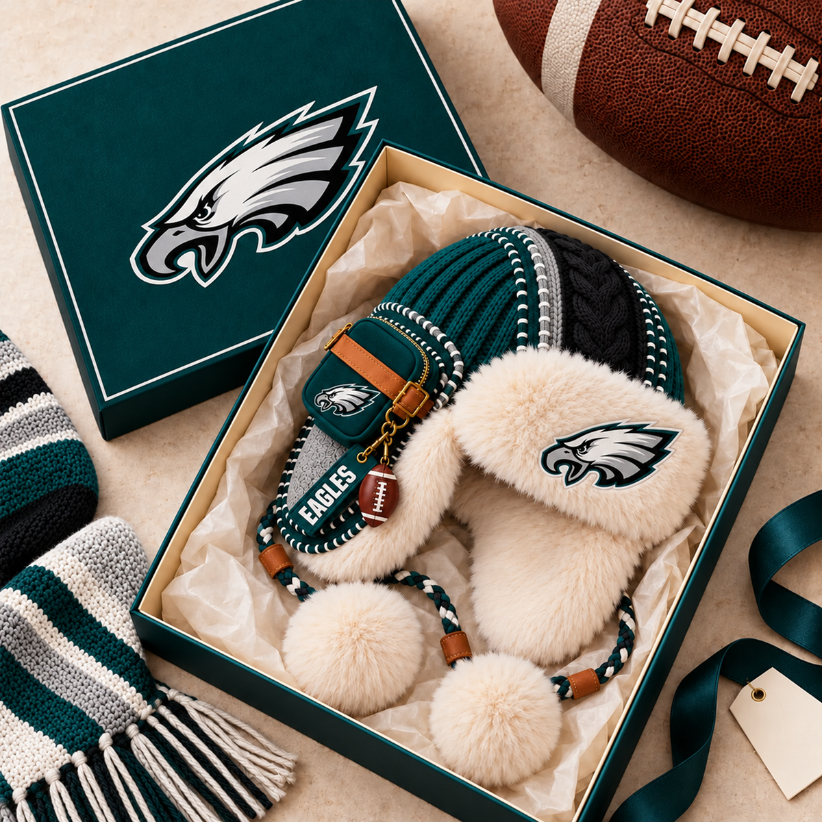 Premium NFL PHI Plush Trapper Hat