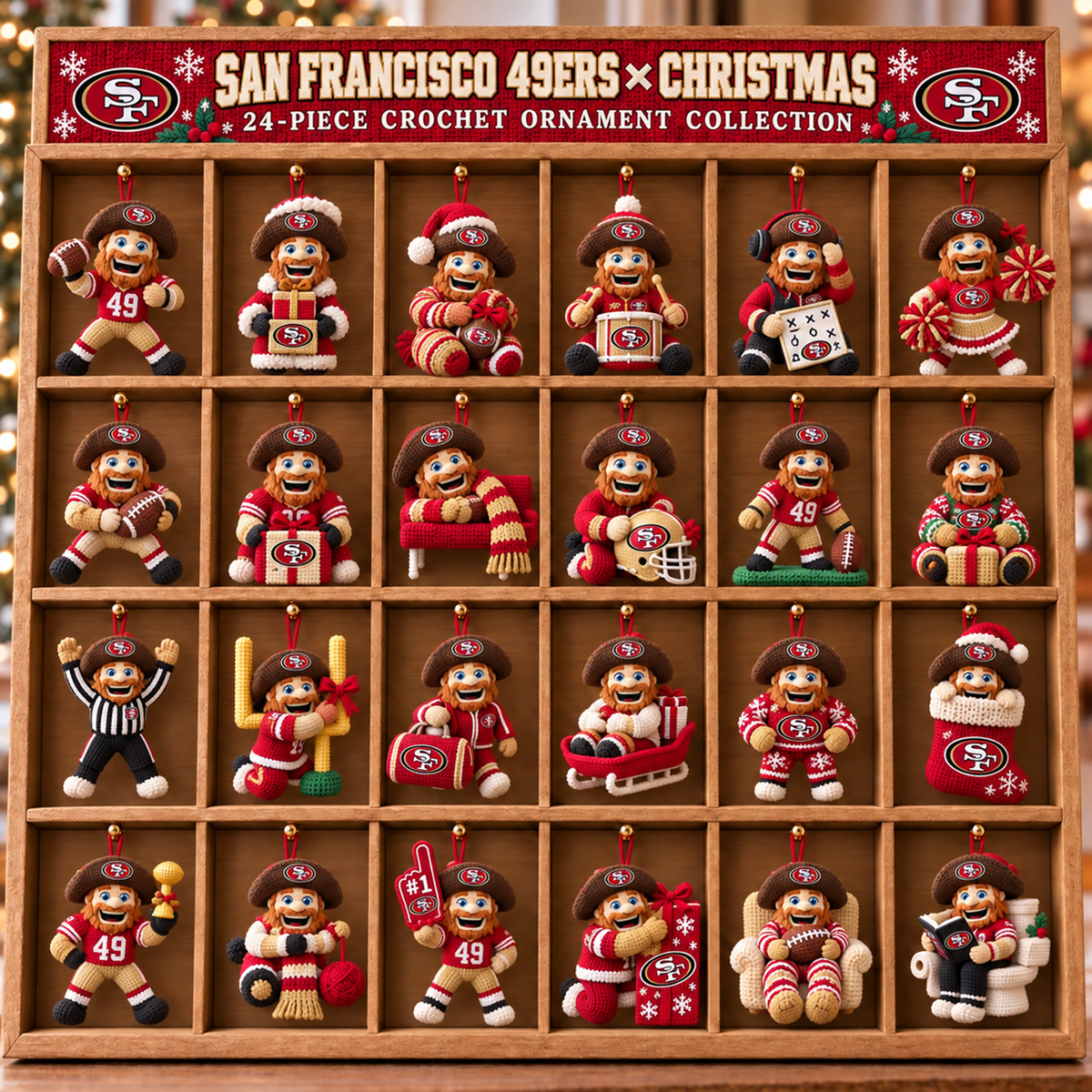 Premium NFL SF Christmas Crochet Ornament Advent Calendar