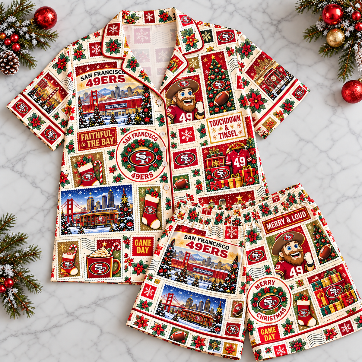 Premium NFL SF49 Stamp Pajamas Set